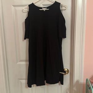 Black peekaboo shoulder dress
